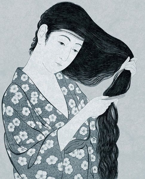 Frau kämmt ihr Haar von Moonheart Artworks