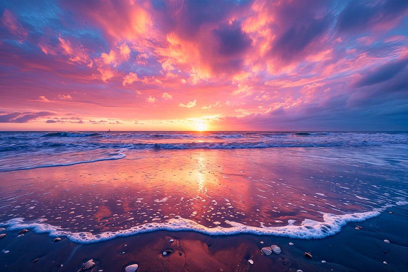 Plage hollandaise sereine au coucher du soleil par Pieter Struiksma