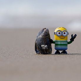 Minion shows off mega giant mussel. by Angélique Vanhauwaert