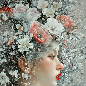 Portrait de femme | Enchanted Garden Whispers sur Peinture Abstraite