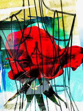 Gevangen gezicht en roos van Gabi Hampe