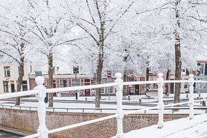 Typisch niederländische Häuser in der Stadt Kampen im Winter von Sjoerd van der Wal Fotografie