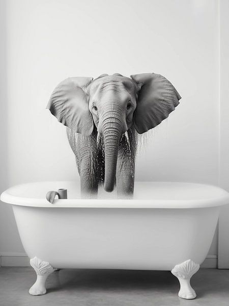 Elephant in a bathtub by haroulita