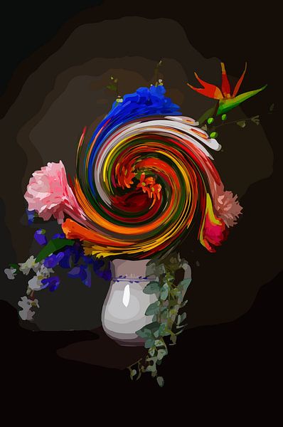 Stilleben mit einem Blumenstrauß "Swirl it up” von The Art Kroep