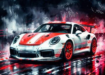 Porsche 911 GT3 RS White with Red Stripes by MIROKKU