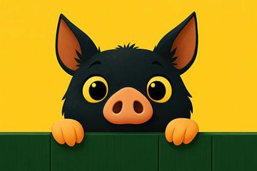 Black piglet with big eyes by Imperial Art House