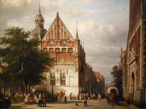 Schilderij Kampen - Stadhuis en Gerechtsgebouw Kampen - Cornelis Springer