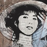 Aziatisch Portret - Newspaper Art