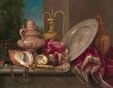 Stilleven met zilveren en gouden platen, schelpen en een zwaard, Meiffren Conte van Meesterlijcke Meesters thumbnail
