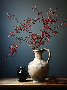 Vase avec baies rouges sur PixelPrestige