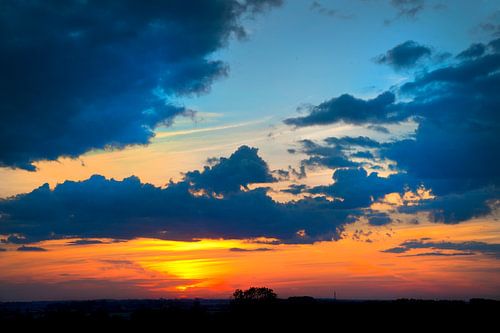 Sunrise over land in Zeeland