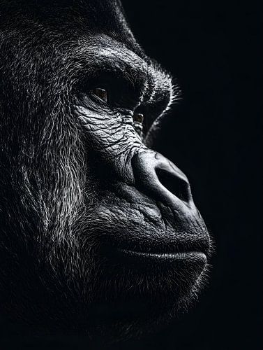 Gorilla - Majestueus zijprofiel in zwart-wit