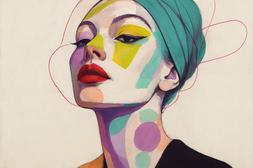 Woman with turquoise headscarf by Art & Soul Creations