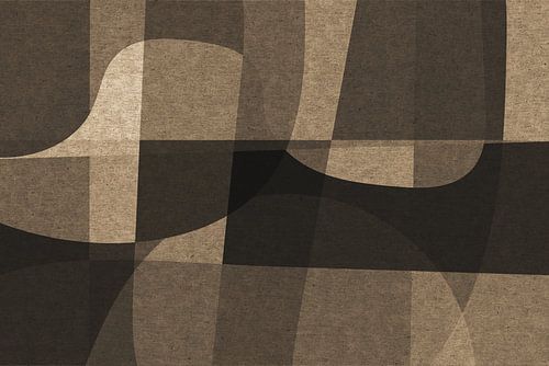 Abstracte organische vormen en lijnen. Geometrische kunst in retrostijl in bruin en beige II