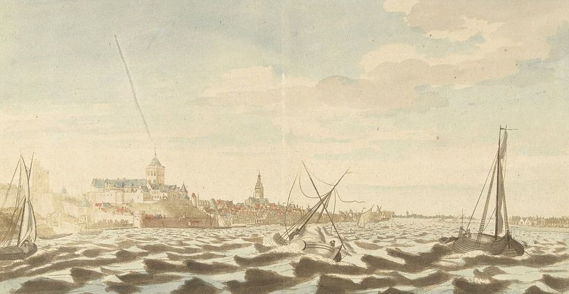 View of Nijmegen from the River Waal, Martinus Berkenboom by Masterful Masters