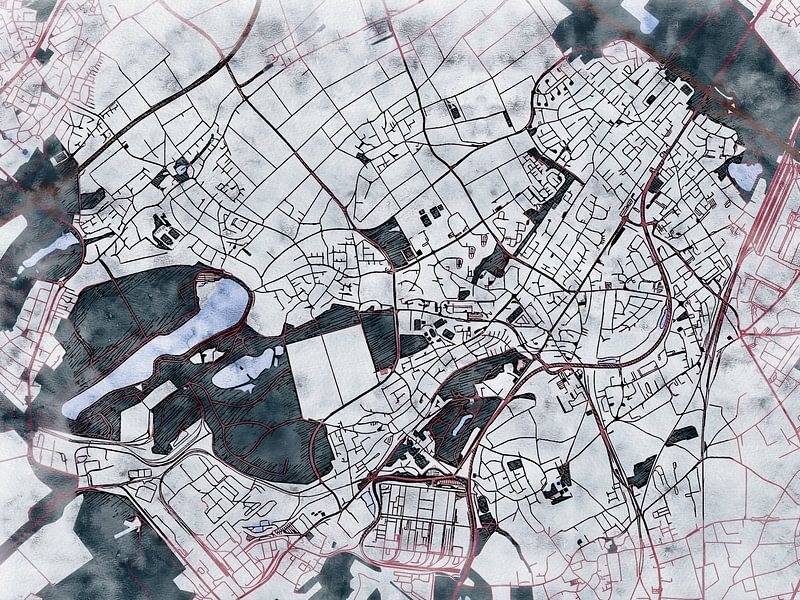 Map of Hürth with the style 'White Winter' by Maporia