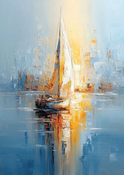 Sailboat at sunset - Abstract Art by Niklas Maximilian