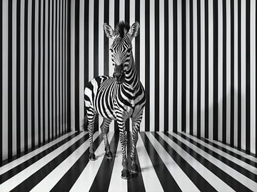 Zebra in Zwart-Wit Illusie