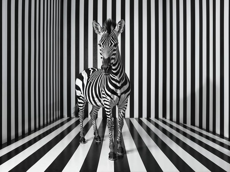 Zebra in Zwart-Wit Illusie van Retrotimes