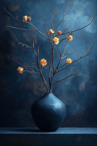 Yellow Roses in Dark Blue ii