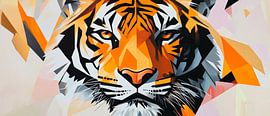 Geometrisch tijgerportret in kleuren van Poster Art Shop