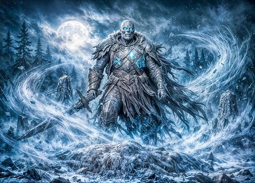 Dynamic Undead Warrior in Dark Fantasy Atmosphere