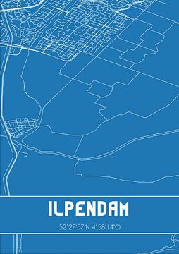 Blauwdruk | Landkaart | Ilpendam (Noord-Holland) van Rezona