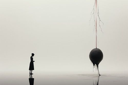 Digitally created Abstract minimalist and surreal bizarre landscape and inhabitants