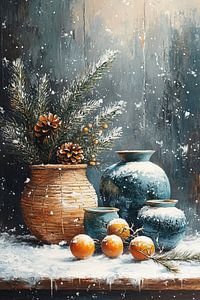 Schnee auf Orangen