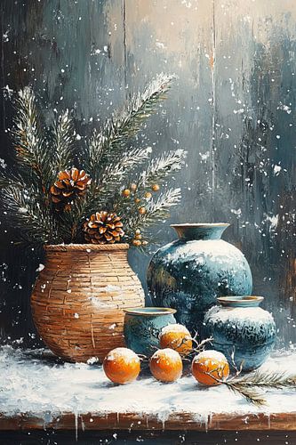 Schnee auf Orangen von Kunst Laune