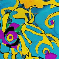 Peinture abstraite avec fantaisie florale