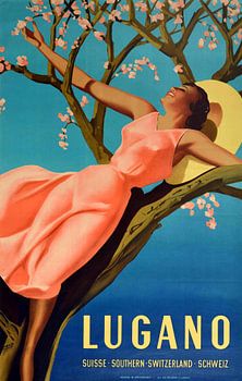 Gino Boccasile, Travel poster Lugano Suisse South Switzerland Schweiz, 1939