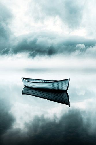 Eenzame boot op kalm water