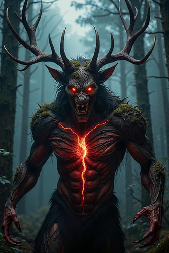Dark Fantasy Gothic Wall Art: MEZHARAN – The Demon in the Forest of Horror