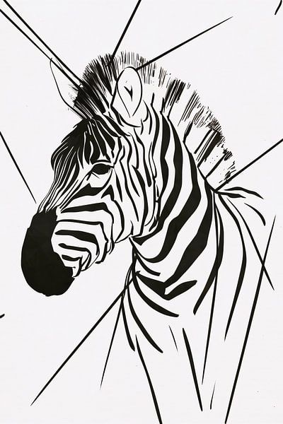 Zebra in Minimalist Line Drawing Style by Art & Soul Creations