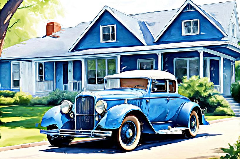 Voiture ancienne bleue années 1930 par DeVerviersBelgium