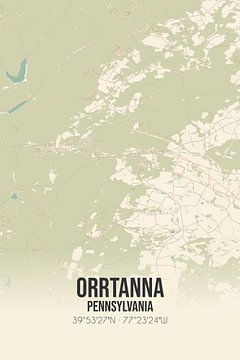 Carte ancienne d'Orrtanna (Pennsylvanie), USA. sur Rezona