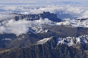 Sea of clouds over the French and Italian Alps
