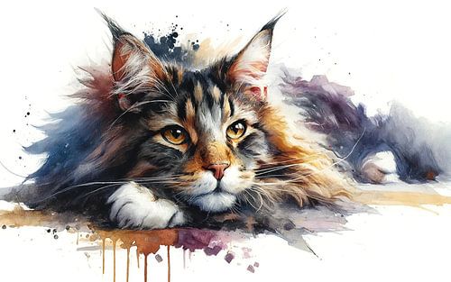 Maine Coon rustend portret