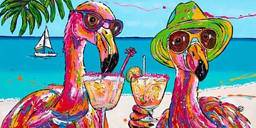 Strandmaatjes en cocktailtijd van Happy Paintings