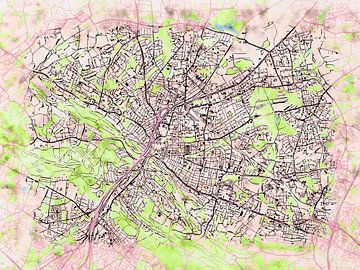 Kaart van Bielefeld in de stijl 'Soothing Spring' van Maporia