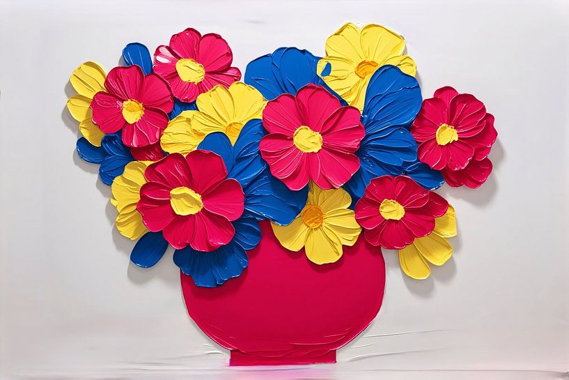 Colourful flowers in abstract vase by Art & Soul Creations