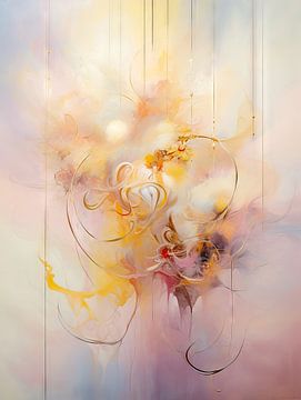 Hart, abstract schilderij - hart vorm, minimalisme, peach fuzz van Joriali