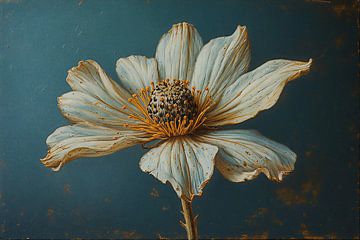 Stillleben einer Mohnblume auf dunklem Hintergrund. von J.a Dijkstra