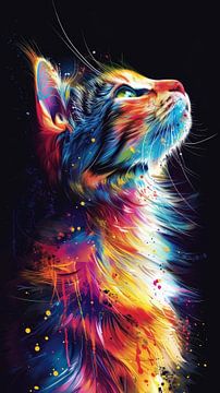 poes - kat in multicolor van Gelissen Artworks