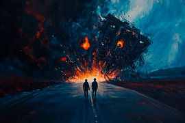 Zukunft in Flammen – Dramatische Szenerie von Poster Art Shop