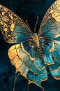 Gold butterfly with blue accents by Imperial Art House thumbnail