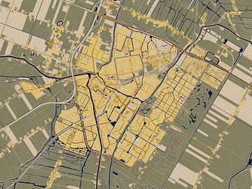 Kaart van Purmerend in de stijl van Gustav Klimt van Maporia