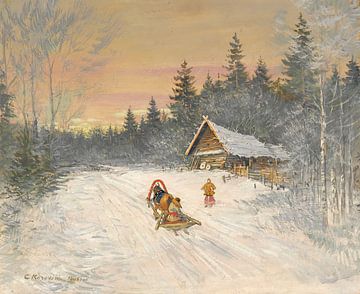Konstantin Aleksejevitsj Korovin - Russisch dorp onder sneeuw van Peter Balan
