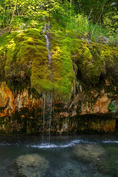 beautiful waterfall on a moss covered rock in luxembourg by ChrisWillemsen